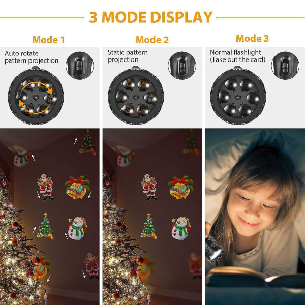 Jouluprojektorin LED-taskulamppu dynaamisilla staattisilla kuvilla, 12 diaa