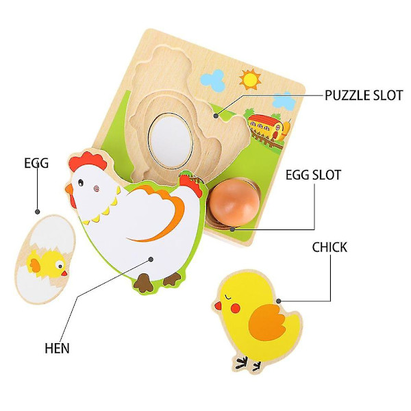 1 Set Träpussel Leksak Höns Lägger Ägg Bygg Leksak Intressant Baby Tidig Utbildning Leksaker Pedagogiska Leksaker För Barn Barn