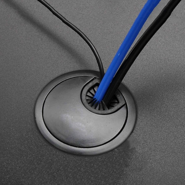 2 stk Noble Cable Pass 60 Mm | Kabelhulldeksel for skrivebord, skrivebord og benkeplater | Farge: Svart | Materiale: sinklegering