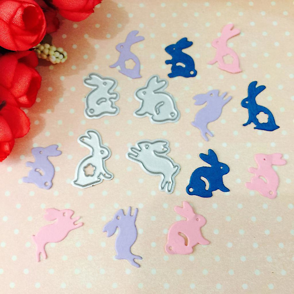 Sød kanin metal skæredør stencil DIY Scrapbooking Album Stempel Papirkort E