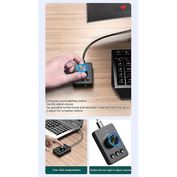 Usb-volumenhed, ekstern USB-lydkort, Bluetooth 5.1-sender, driverfri (til Windows
