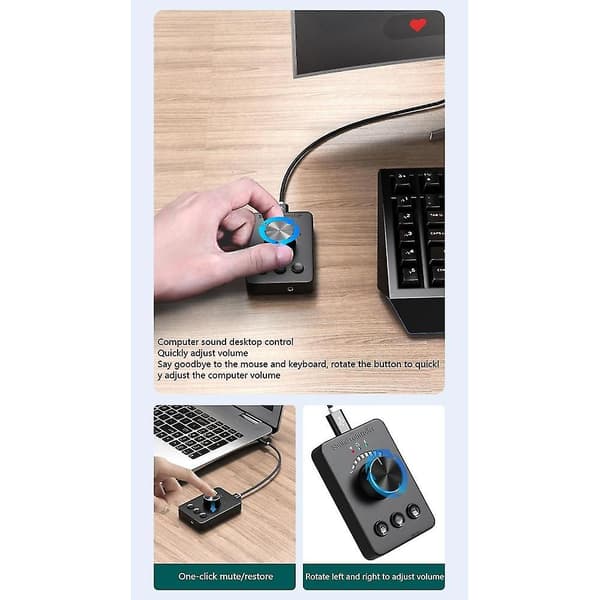 Usb-volymkontroll, extern USB-ljudkort, Bluetooth 5.1-sändare, drivrutinsfri (för Windows