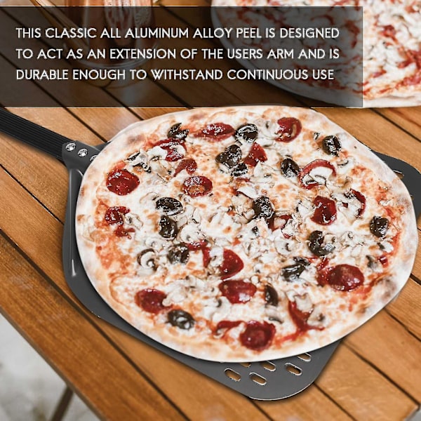 Perforert pizzaskuffe, 12 tommers rektangulær pizzaskuffe som snur pizzaskuffe pizzaspade for baking Ho