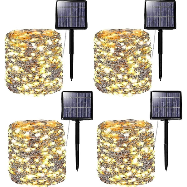 [4 stykker] Solar lyskæde udvendig, 24m 240 led lyskæde Solar lyskæde til udendørs vandtæt kobbertråd udendørs lyskæde dekoration Outs