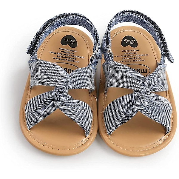 Spädbarn Baby Flickor Sommar Sandaler Med Blomma Mjuk Sula Nyfödd Småbarn Första Walker Spjälsäng Klänning Skor 10 jeans 0-6 months infant