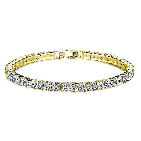 Forgyldt armbånd med klassisk tennisarmbånd i prinsesseslibning med kubisk zirkonia til kvinder