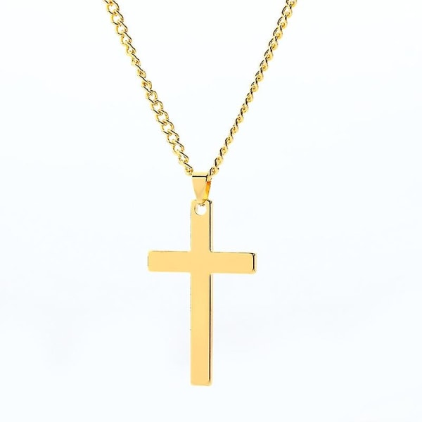 Gold Color Women's Necklace Cross Pendant Classic Stainless Steel