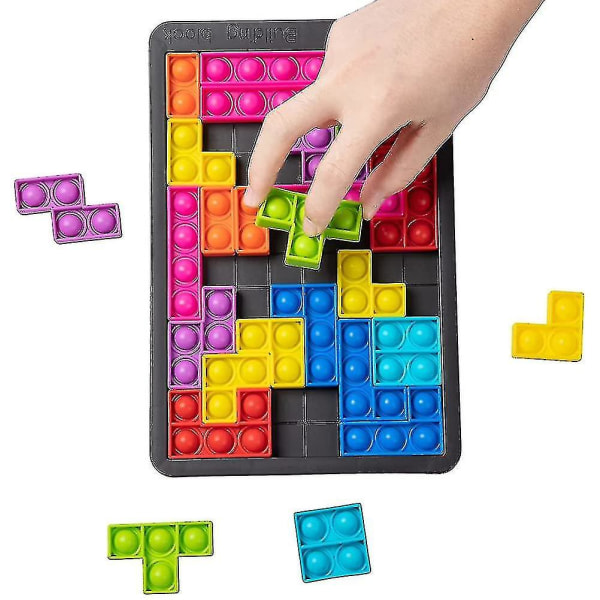 Gookit Push Bubble Sensory Fidget Legetøj,tetris puslespil Legetøj Pop Push It, har brug for stressaflastning Klem legetøj til børn Voksen