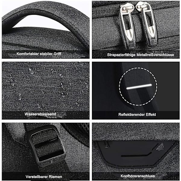 Laptop Ryggsäck 18\" Stor Vattentät Väska Med Hörlursuttag Rfid Ficka För Arbete/Företag/Universitet/Män/Kvinnor Laptop Ryggsäck