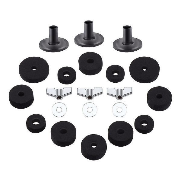 Felt Drum Pad Setfelt Non-slip Drum Kitgrey And Black21-piece Drum Kitaccessories Drum Kit For Musical Instruments, Drum Pads Forblack21pcs