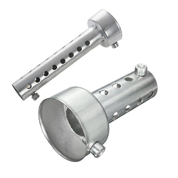2x Silverfärgade Motorcykel Avgassystem Insats Dämpare DB Killer Ljuddämpare 42mm X 80mm & 45mm