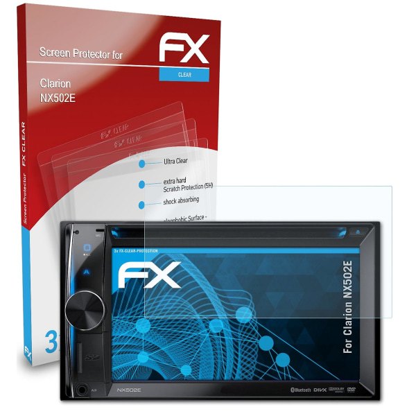 atFoliX 3x beskyttelsesfolie kompatibel med Clarion NX502E Displaybeskyttelsesfolie klar