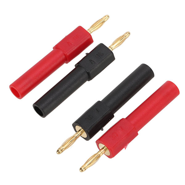 5-pak bananpluggadapter PA messingmaterial 2mm/0,08 tommer hann til 4mm/0,16 tommer hunn rød svart bananpluggkontakt