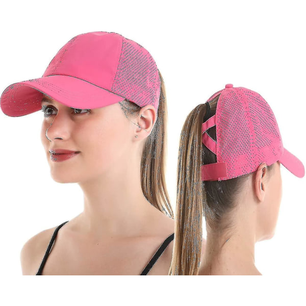Naisten tyttöjen poninhäntä baseball- cap cap nopeasti kuivuva aurinkohattu Tennis Golf Baseball- cap säädettävä cap Uv P