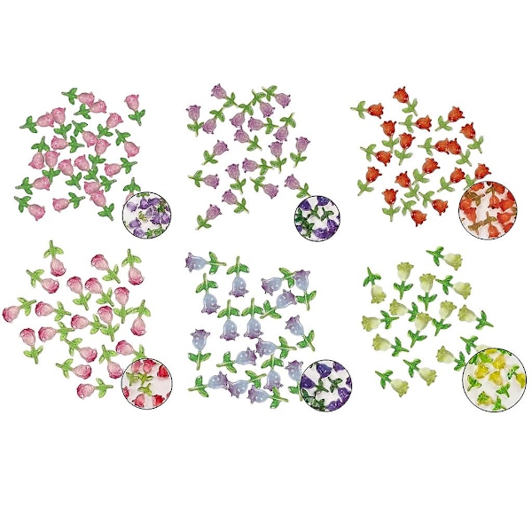 Klare negle-rhinestones, harpiks tulipaner negle-sten negle-diamanter, neglekrystaller til neglekunst-forsyninger blomsternegle-charms D