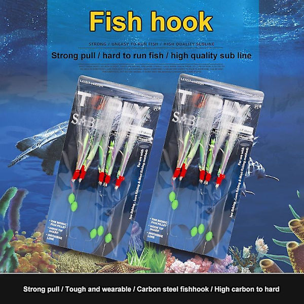 5 stk/sett Fiske Lures Verktøy Makrell Fjær Bass Torsk Lure Havfiske Krok Treble