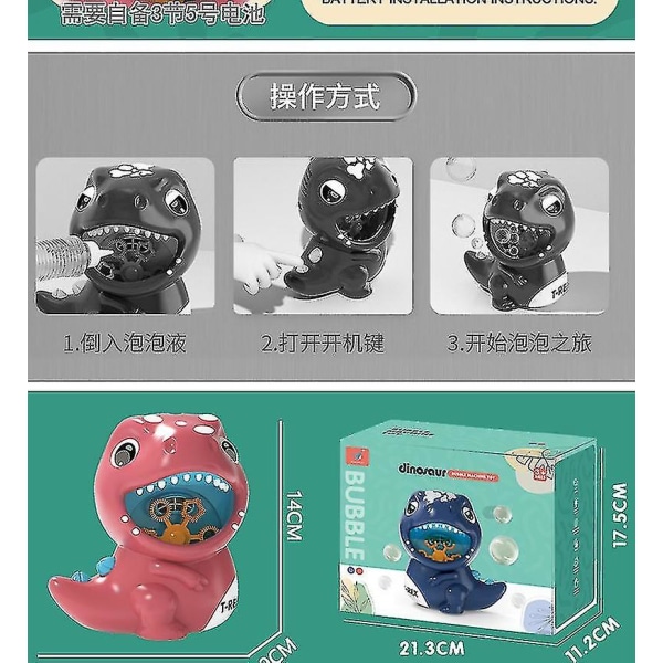 Dinosaurie Bubbelmaskin 1-3 Småbarn Automatisk Bubbelmaskin 500 Per Minut + Bubbelmaskin 1 Flaska