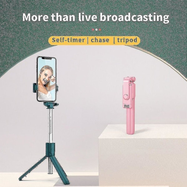 Mobiltelefonstativ Trådløs fjernbetjening Selfie Stick Alt-i-en Praktisk kamerastativ, der kan forlænges, håndholdt holder (Farve: Sort)
