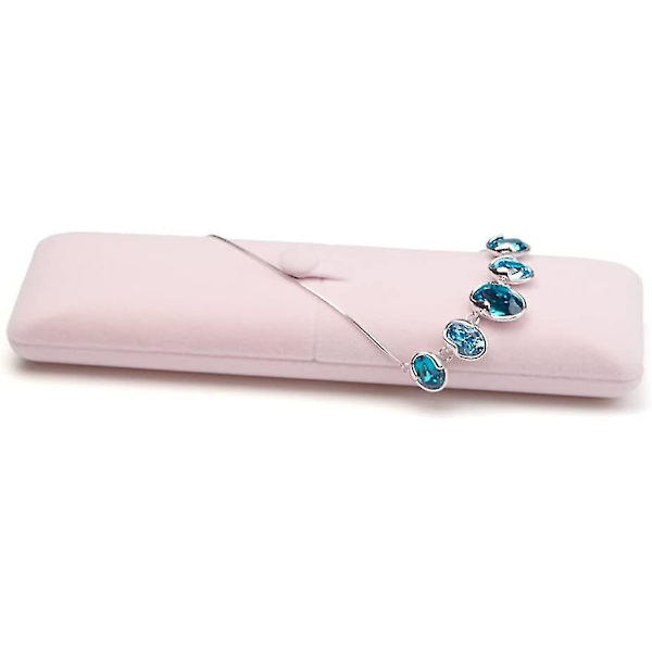 Rosa plysj smykke gaveeske for ring armbånd halskjede samling smykker emballasje (lang kjedeboks) smykker ikke inkludert