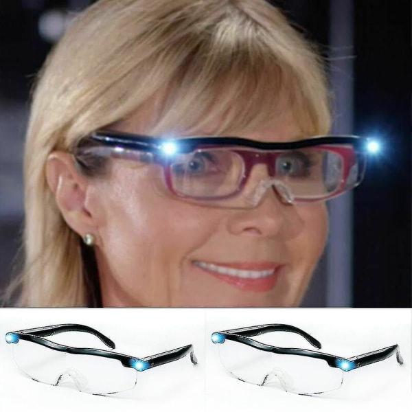 2024 LED-forstørrelsesbriller Loupes Eldre Lesebriller USB-oppladbare