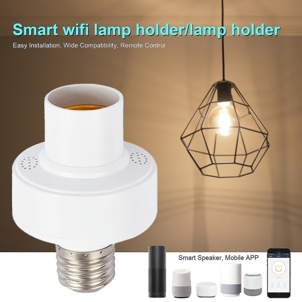 Älykäs lamppupidike 2,4g Wi-Fi Langaton puheohjaus Matkapuhelimen kaukosäädin Kotijako E27 Lamp Controller Mini Wide Yhteensopiva Smart Lamp Adapte