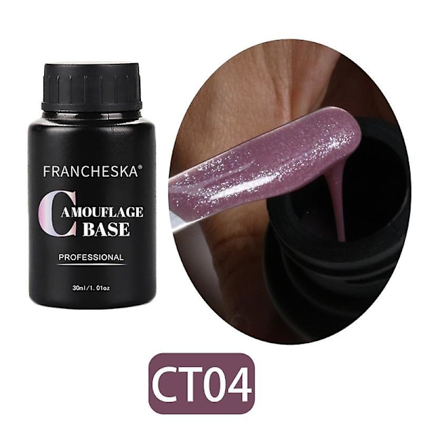 Francheska 30ml Base Gel 2 i 1 Glitter Kamuflasje Base Gel Neglelakk Base Coat UV Gel Negle