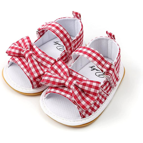 Baby Boys Girls Sandaler Stripe Bow Knot Gummi Sula Non-slip Sommar Toddler Skor red plaid 3 infant