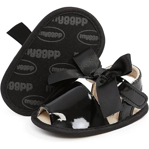Spädbarn Baby Flickor Sommar Sandaler Med Blomma Mjuk Sula Nyfödd Småbarn Första Walker Spjälsäng Klänning Skor 16 black 12-18 months toddler