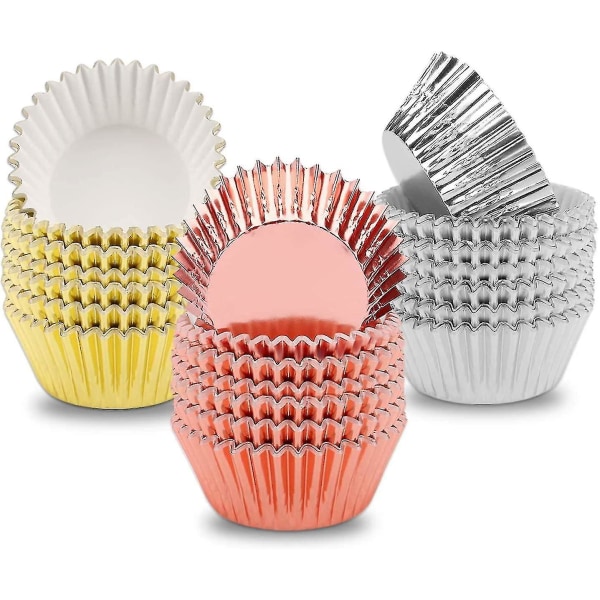 300 stycken aluminiumfolie muffinsformar muffinspapper aluminium bakkoppar muffinspapper, guld, silver, roséguld