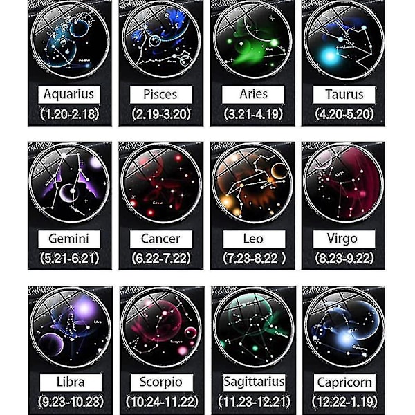 Veeki Halvmåne i Rostfritt Stål med 12 Stjärnbilder Zodiactecken Lysande Hänge Halsband Glöder i Mörkret, Jungfrun