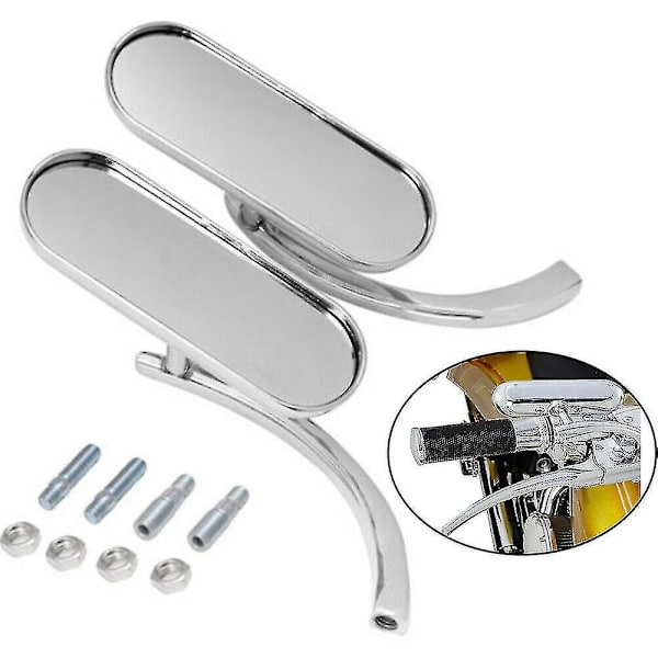 Motorcykel 8mm & 10mm Mini Oval Spegel Retro Backspegelsilver