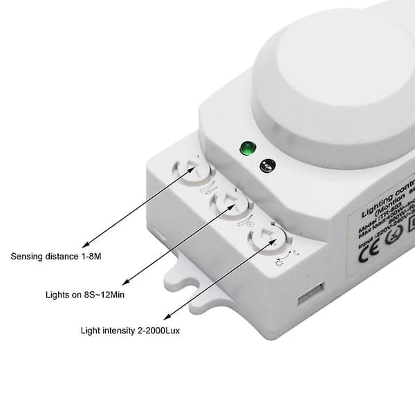 Bevegelsessensor Bryter LED 360 Grader Menneskekroppssensor Lysbryter Smart Hjem