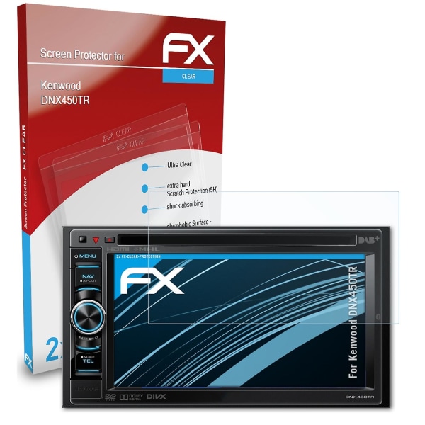 atFoliX 2x beskyttelsesfolie kompatibel med Kenwood DNX450TR Displaybeskyttelsesfolie klar