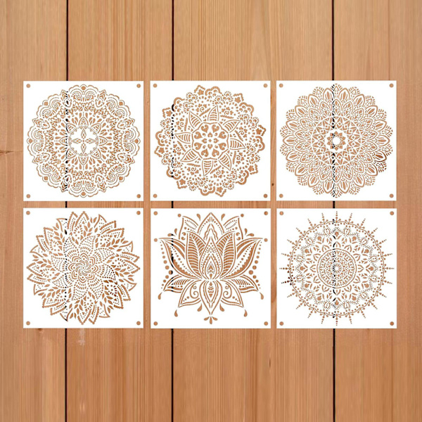 Suuri geometria mandala pyöreä diy kerrostus stencilit maalaus leikekirja kohokuviointi