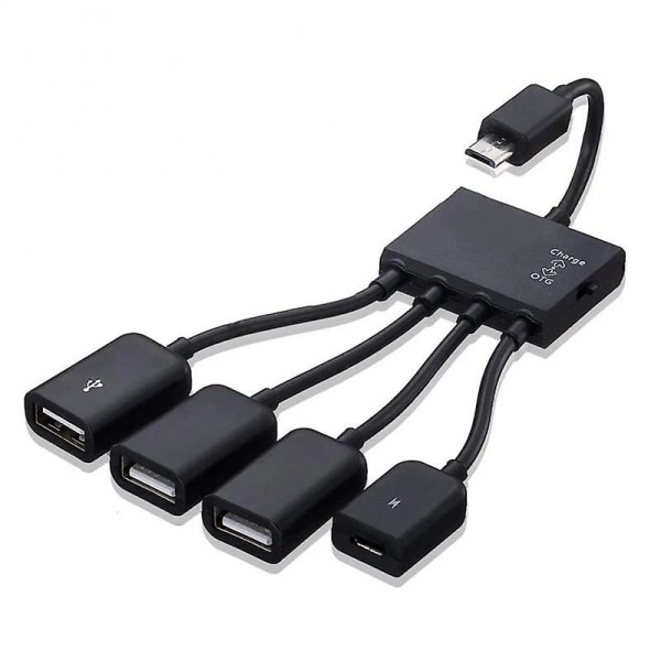 Ryra 4 Port Micro Usb 2.0 Hub 4-in-1 Otg Hub Power Adapter Cable Support Simultaneously