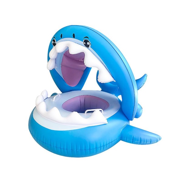 Baby Float Pvc svømmebassin Småbørnsflydere med oppustelig baldakin Haj Spædbørnsbassin flyder til børn i alderen 6-36 måneder