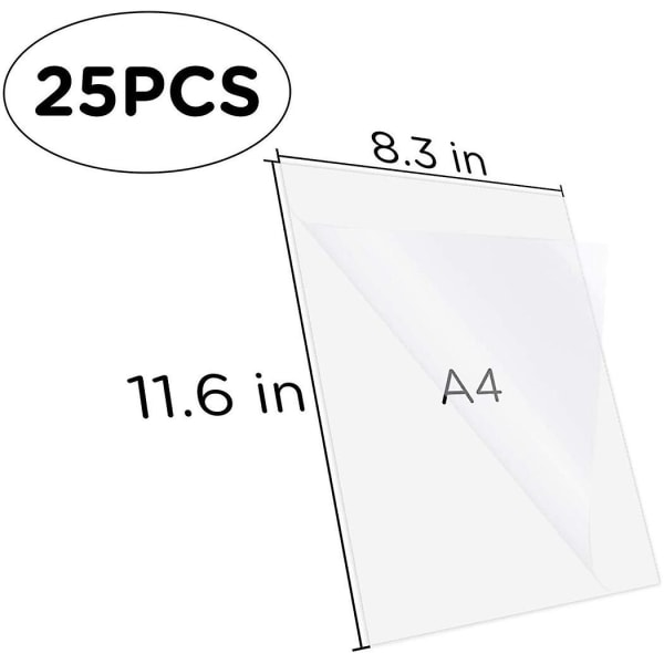 50 ark 8,3 x 11,6 tommer Inkjet-klistermærkepapir, udskrivbar transparentfilm Hurtigtørrende papirlabel til