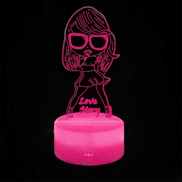 Taylor Swift 3D LED Nattlampa 7 Färger Bytbar Touchkontroll Skrivbordslampa Hem Rum Bord Dekoration Present d