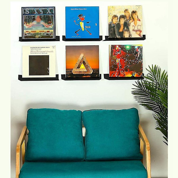 Lp Vinyl Pladeholder Stativ 6 Pakke Akryl Album Hylde Vægmontering Display Til Din Yndlings Lp Rec