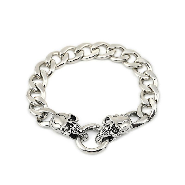 Håndsmykke for menn i stål, armbånd med hodeskalle i titanstål for menn