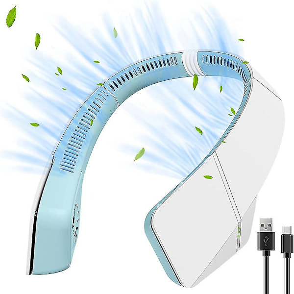 Bærbar nakke vifte, super stille og lett nakke vifte, 3 hastigheter 360 kjølig luft vifte for henging, USB oppladbar nakke vifte, bladløs nakke vifte for bil utendørs summer