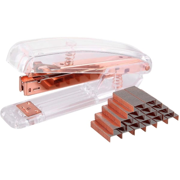 Transparent Fjäderdriven Standard Häftapparat för Skrivbord - Roséguld