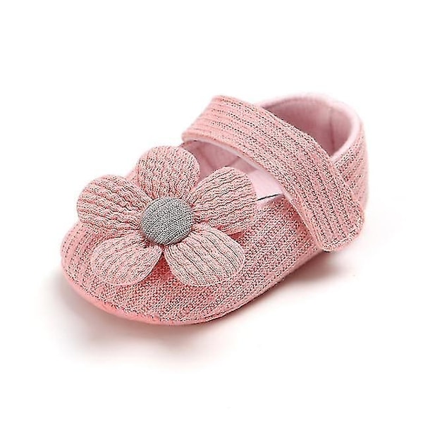 Baby Girl Shoes Flower Lace Cotton Bottom pink-flower 7-12 months