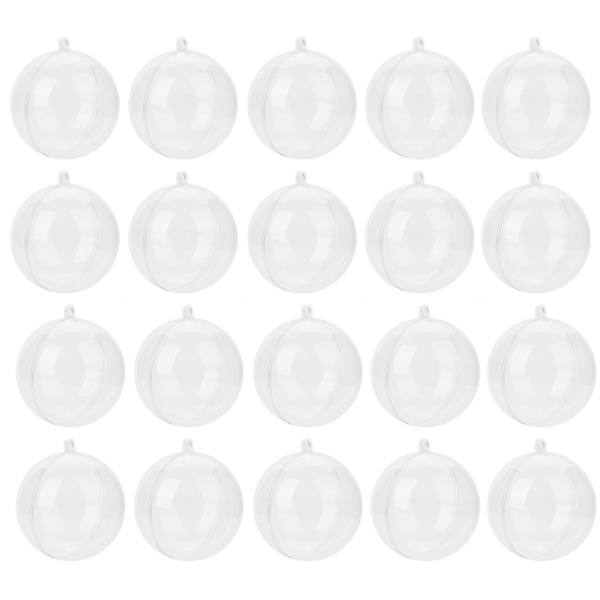 20 st genomskinliga julgranskulor i plast att fylla själv - Skapa dina egna personliga juldekorationer (5 cm)