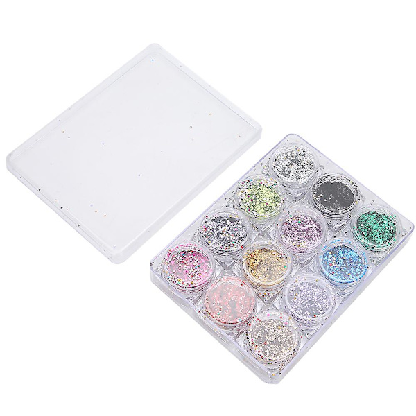 Glitter Neglekunstpulver - Skinnende Pigment til DIY Negledekoration (12 stk.)