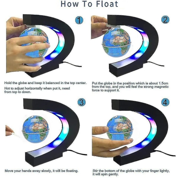 Flydende Globe Med Led Lys C Form Magnetisk Levitation Floating Globe World