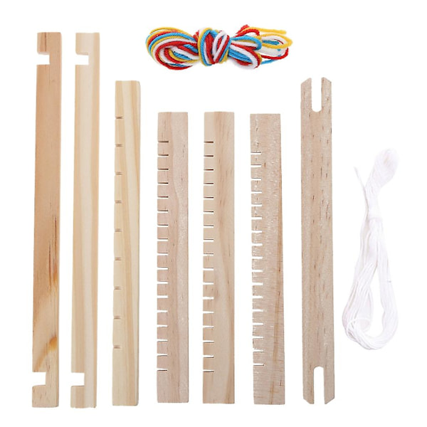 Trälåda vävstol stickmaskin vävram med skyttelkit för barn pojkar flickor DIY stickad leksak