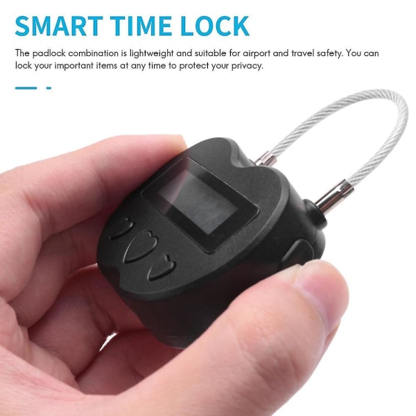 Smart Time Lock LCD-näyttö Time Lock USB Ladattava ajastin Musta