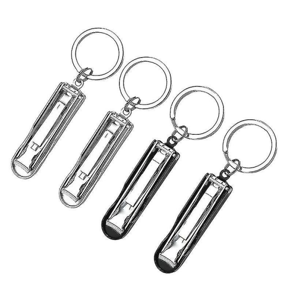 4pcs Ultra-thin Nail Clippers Keychain, Mini Foldable Nail Cutter With Key