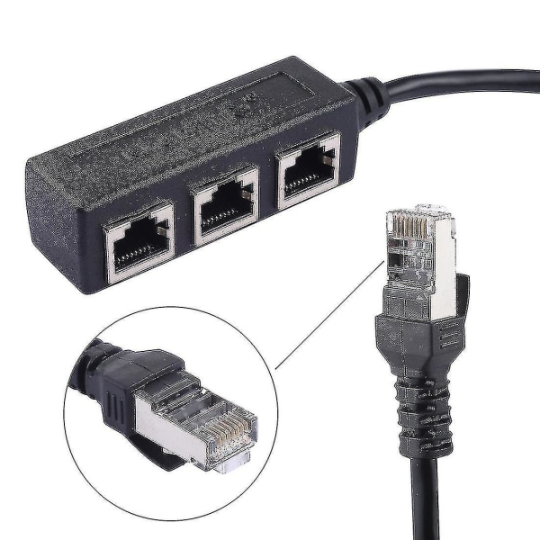 1 til 3 stikkontakt LAN Ethernet netværk RJ45 stik splitter extender